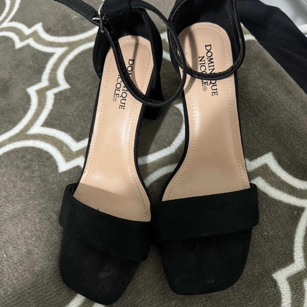 Dominique Nicole Elegant Black Block Heel Sandals